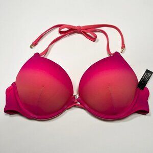 Victoria Secret 32A Bombshell Push Up Bikini Top Add 2 Cups Sunrise Ombre Orange